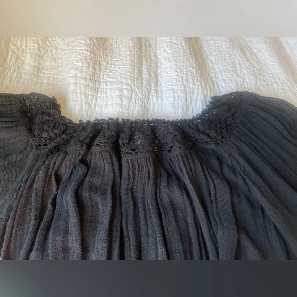 Ralph Lauren Denim & Supply Black off shoulder gauze lace Top w/ bell sleeves - Picture 14 of 16